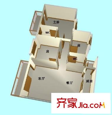 厚街盛和廣場3室 戶型圖