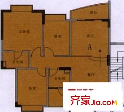 蔚藍(lán)星湖三期 3室 戶型圖