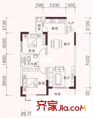中央公館海德堡 2室 戶型圖