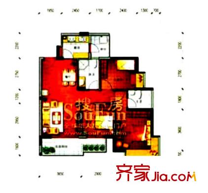 中央公館海德堡3室戶型圖