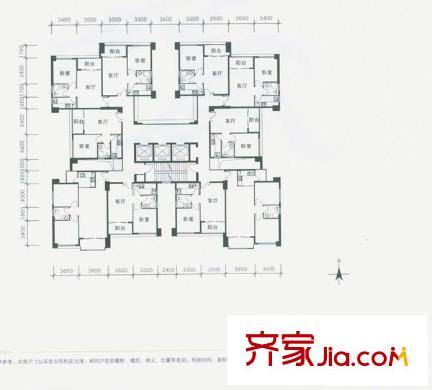 龍城國際戶型圖龍安閣標(biāo)準(zhǔn)層戶型平面圖 1室2廳1衛(wèi)1廚