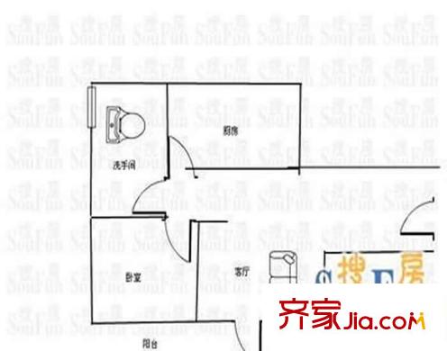 嘉多利山花園 1室 戶型圖