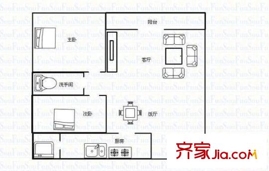 花和小城 2室 戶型圖