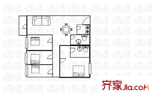 萬科紫臺（虎門） 4室 戶型圖