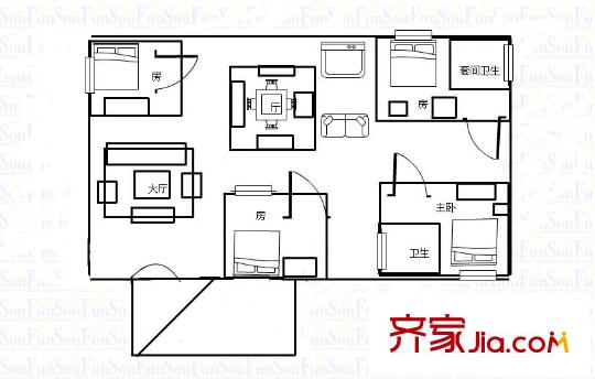 萬科紫臺 4室 戶型圖