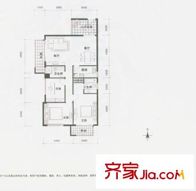 龍城國際戶型圖龍禧閣01戶型平面圖 3室2廳2衛(wèi)1廚