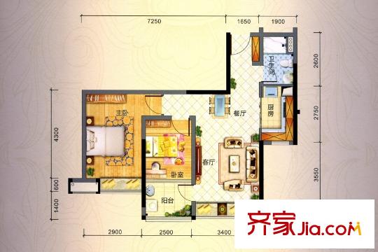 龍泉幸福里花園3棟02、03戶型 2室2廳1衛(wèi)1廚