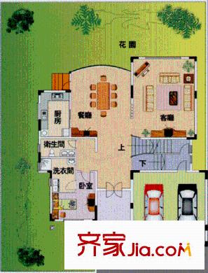 帝雍園別墅戶型圖2室2廳1衛(wèi)1廚