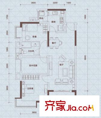 萬(wàn)科城新里程戶型圖花樣年華 3室2廳1衛(wèi)