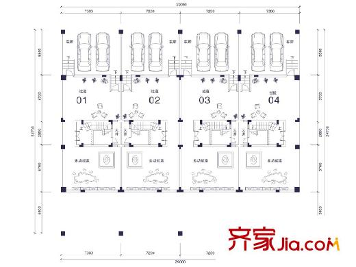 花園城?孔雀湖L2戶型負一層戶型圖 4室2廳1衛(wèi)1廚