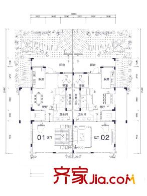 花園城?孔雀湖S1戶型首層戶型圖 4室2廳1衛(wèi)1廚