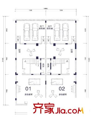 花園城?孔雀湖S1戶型負一層戶型圖 4室2廳2衛(wèi)1廚