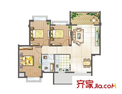 萬科金悅香樹戶型圖3室2廳1衛(wèi)戶型圖 3室2廳1衛(wèi)1廚