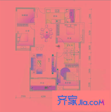 樓下新村 3室 戶型圖