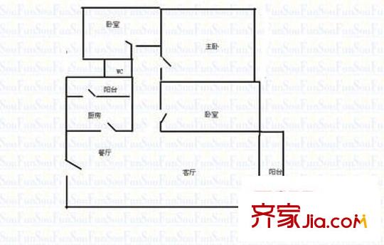 羅二商住樓 2室 戶型圖