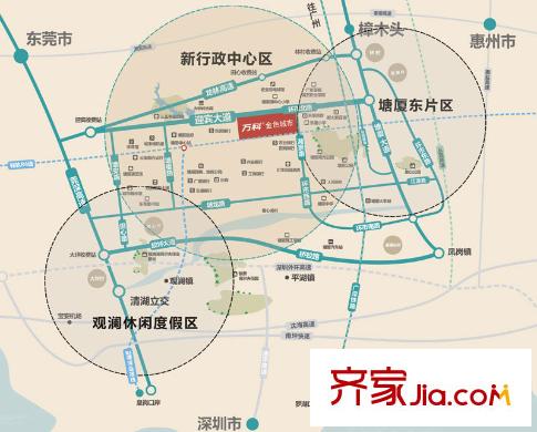 萬(wàn)科金色城市交通圖區(qū)位圖