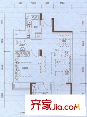 萬科城新里程戶型圖橙色時(shí)光戶型圖 2室2廳1衛(wèi)