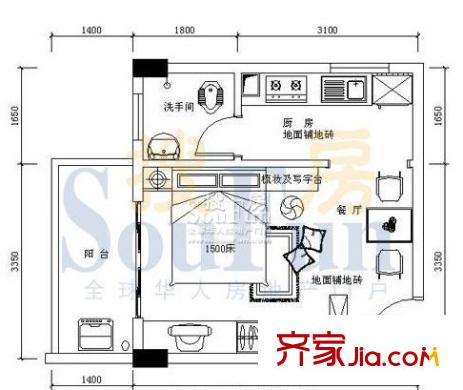 南峰碧水云軒戶型圖南峰?碧水云軒戶型圖 1室1廳1衛(wèi)1廚