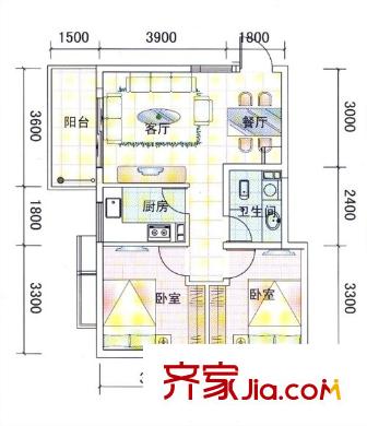 龍津街小區(qū)戶型圖龍津街  2室 戶型圖 2室2廳1衛(wèi)1廚