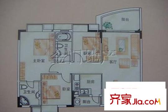 生物研究所宿舍 3室 戶型圖