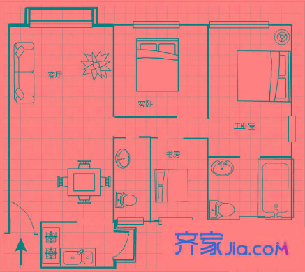樓下新村 3室 戶型圖