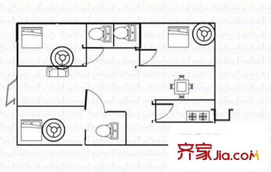 羅二商住樓 2室 戶型圖
