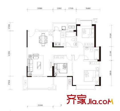 南城農(nóng)民公寓 3室 戶型圖