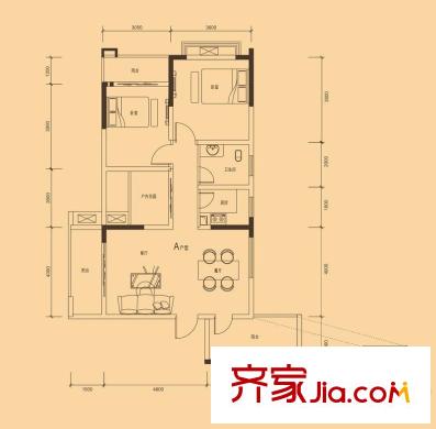 清溪商會(huì)大廈戶(hù)型圖01/02單元標(biāo)準(zhǔn)層A戶(hù)型 3室2廳1衛(wèi)1廚