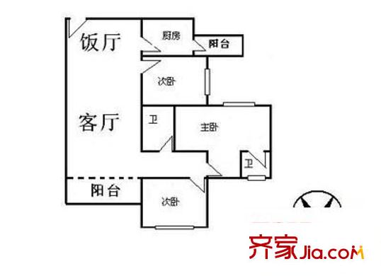 虎門中心小學教師樓 3室 戶型圖