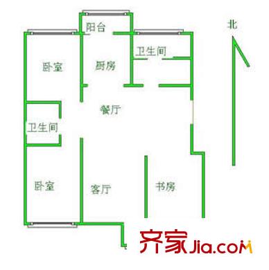 虎門(mén)交警支隊(duì)宿舍樓 3室 戶(hù)型圖