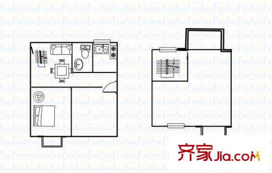 名匯城鉑金館 1室 戶型圖