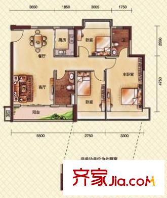牌樓基教工樓 3室 戶型圖