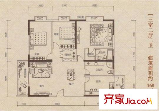 蓮峰廣場(chǎng) 3室 戶型圖