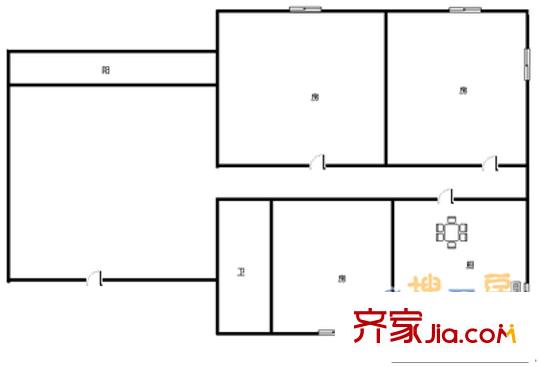 糧油宿舍戶型圖戶型 3室2廳1衛(wèi)1廚