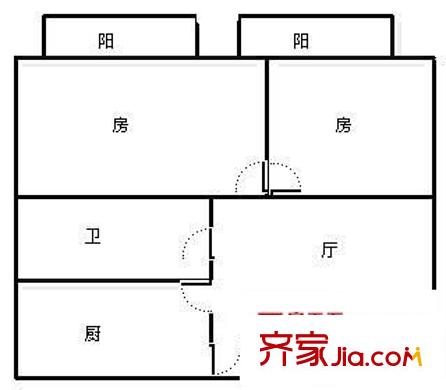 荔苑大廈 2室 戶型圖
