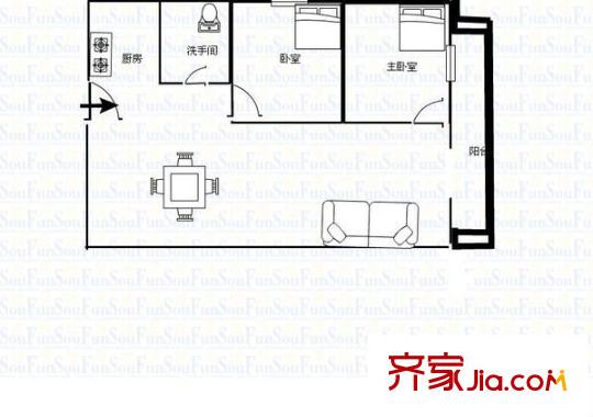 荔苑大廈  2室 戶型圖
