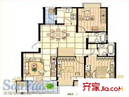 大朗自來水公司宿舍樓  3室 戶型圖