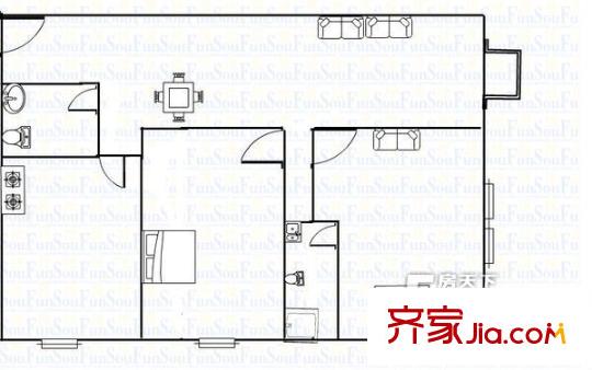 6號(hào)公寓2室戶型圖