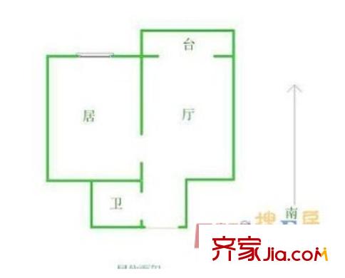 豪苑花園 1室戶型圖