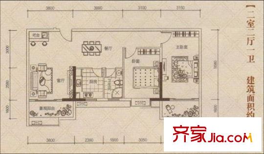 蓮峰廣場 2室 戶型圖