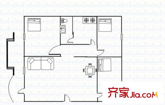 荔苑大廈 3室 戶型圖