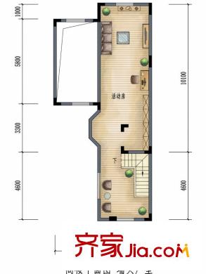 龍城一品二期湖蝶墅372-378平方米閣樓層平面圖 端頭戶型 1室