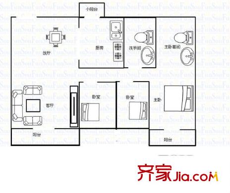 樟木頭綠茵山莊 3室 戶型圖