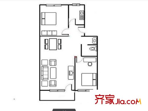 東莞 禾倉嶺商住樓 2室 戶型圖