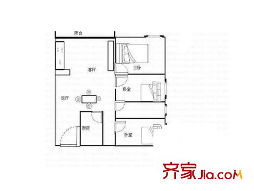 虎門南柵私宅戶型圖私宅 3室 戶型圖 3室2廳1衛(wèi)1廚