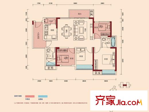 保利?陽(yáng)光城一期5A06/5B03戶型 4室2廳2衛(wèi)1廚