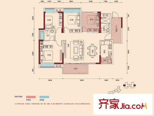 保利?陽(yáng)光城一期2棟03/06戶型 4室2廳2衛(wèi)1廚