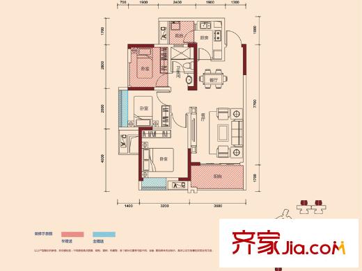 保利?陽(yáng)光城一期5棟04/05戶型 3室2廳1衛(wèi)1廚