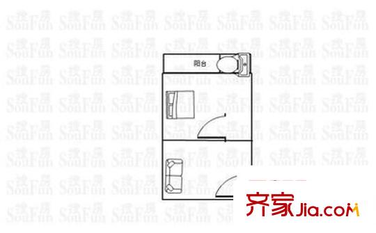 東城教師樓 1室 戶型圖