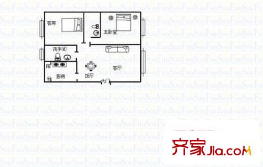 銀興樓 2室 戶型圖